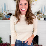 Amaryllis Creme Fitted Ribbed Sweater FRNCH