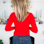Amaryllis Rouge Fitted Ribbed Sweater FRNCH