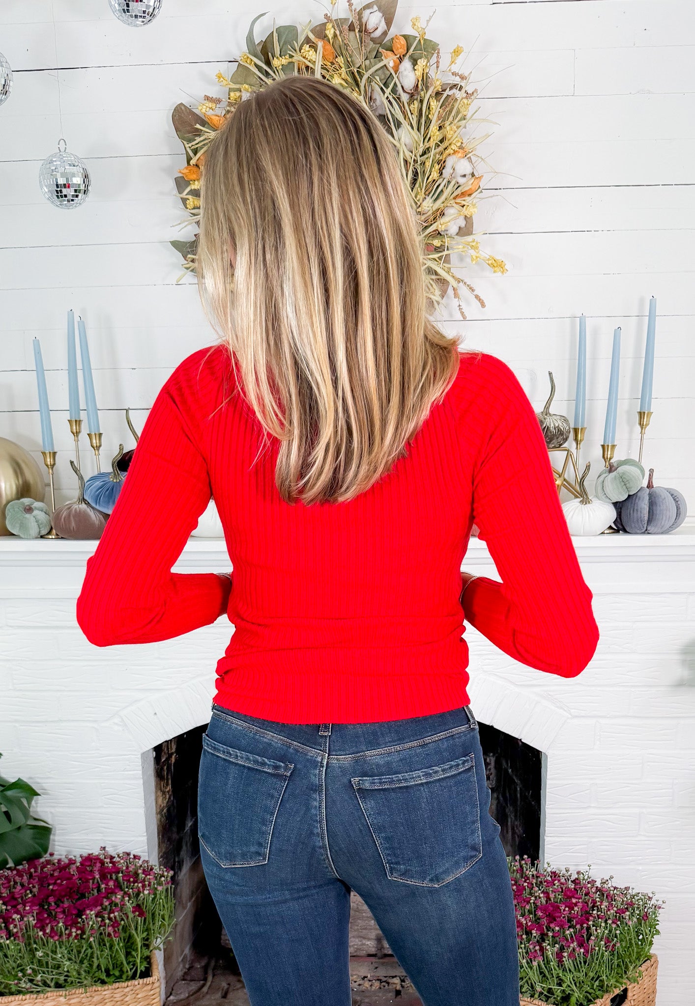 Amaryllis Rouge Fitted Ribbed Sweater FRNCH