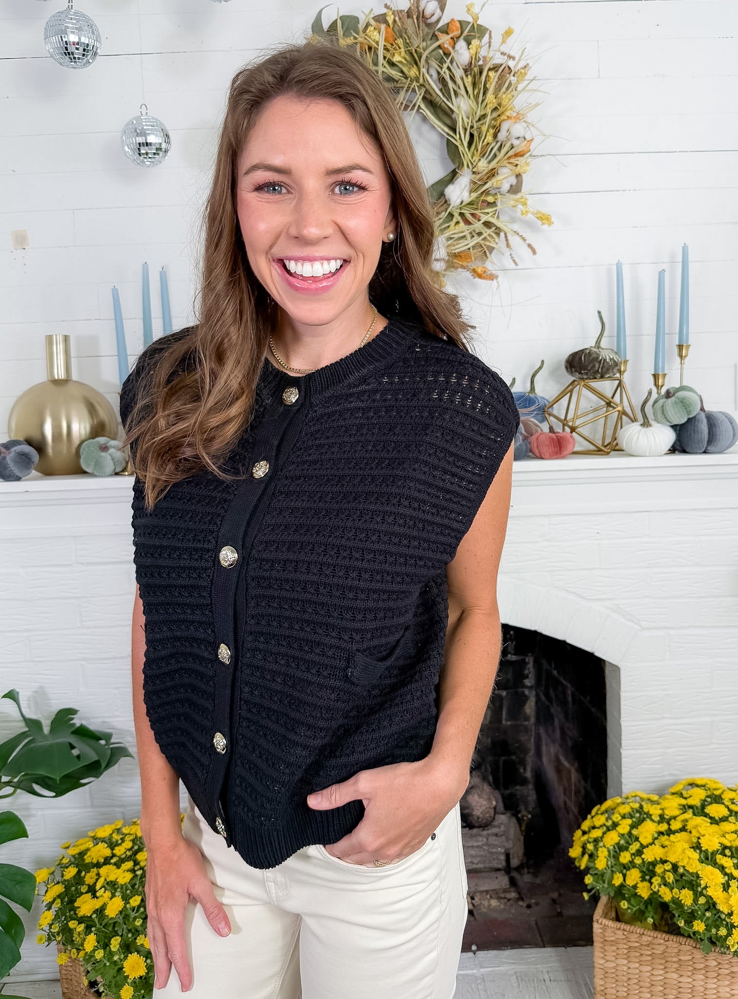 Anderson Sleeveless Cardigan Sweater Elan