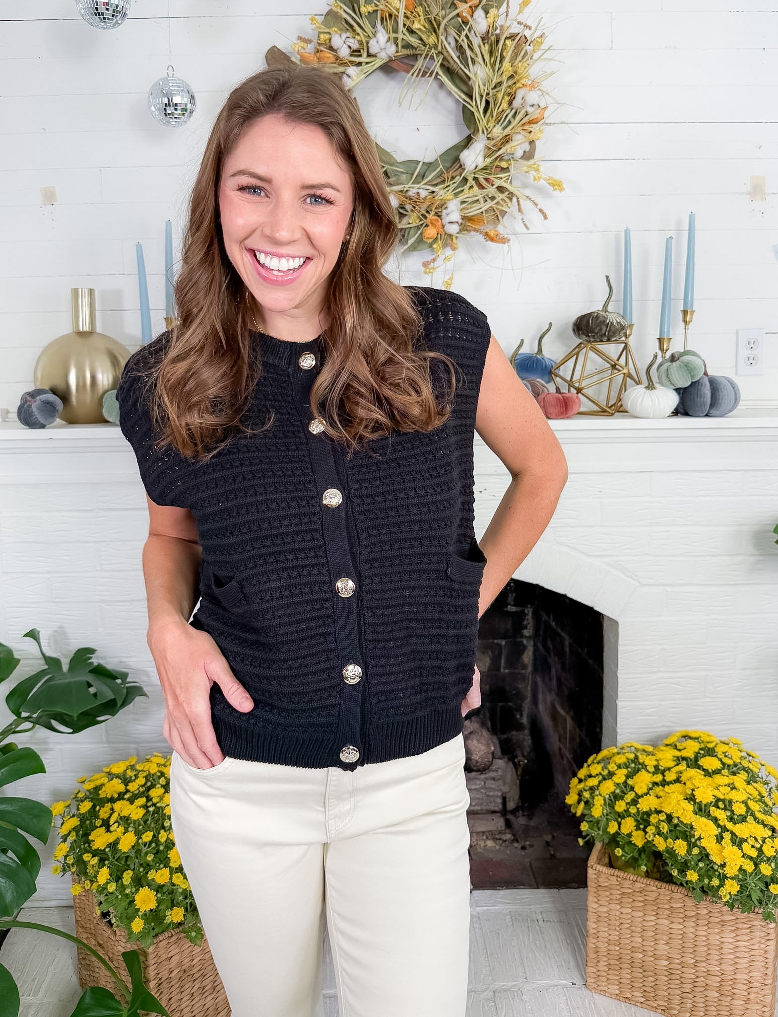 Anderson Sleeveless Cardigan Sweater Elan