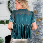 Anderson Teal Lace + Velvet Babydoll Top Fate