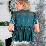 Anderson Teal Lace + Velvet Babydoll Top Fate