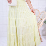 Angie Citron Eyelet Tiered + Smocked Waist Maxi Skirt
