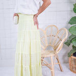 Angie Citron Eyelet Tiered + Smocked Waist Maxi Skirt