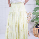 Angie Citron Eyelet Tiered Smocked Waist Maxi Skirt