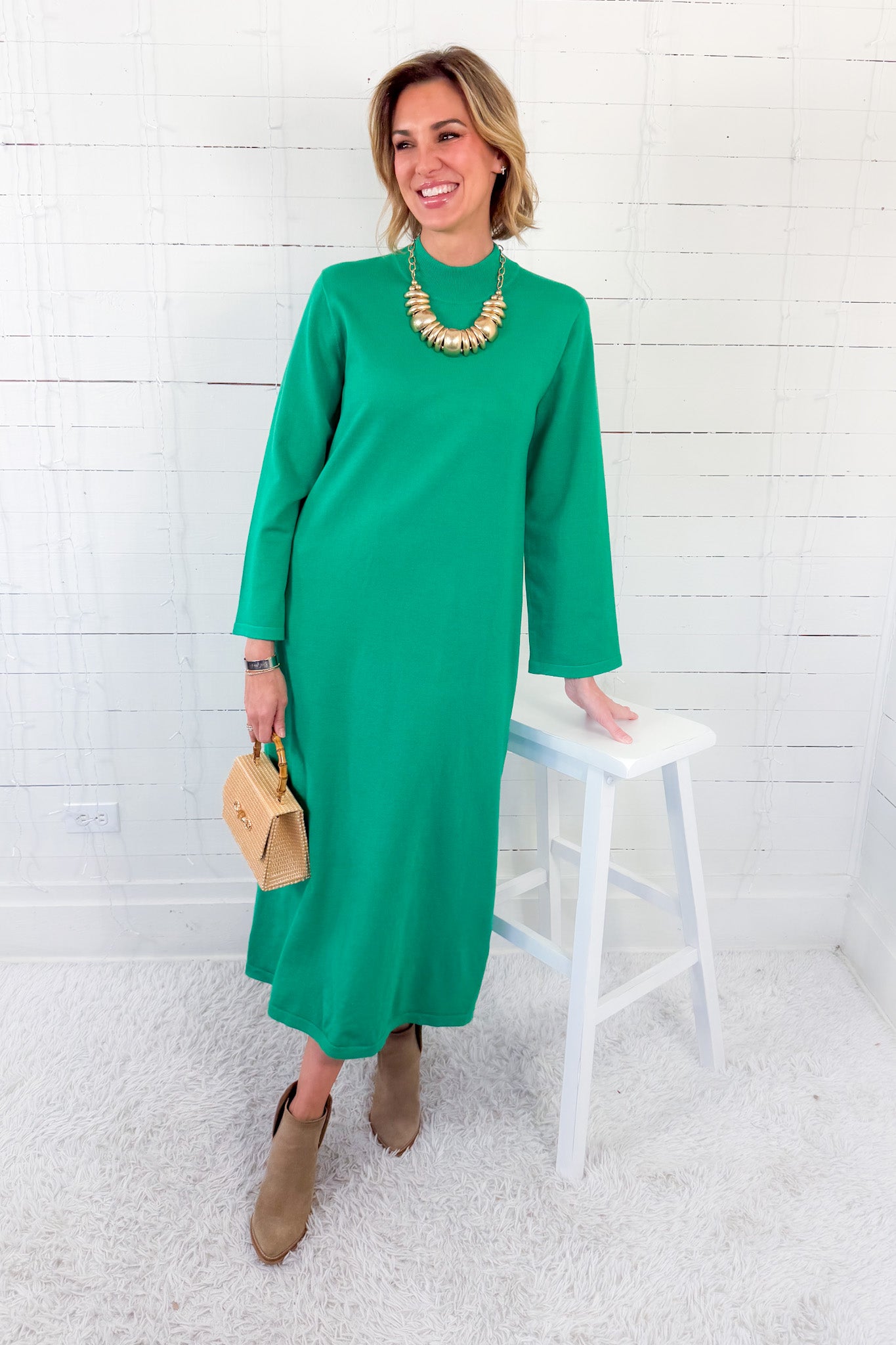 Anna Kelly Green Sweater Dress Entro 