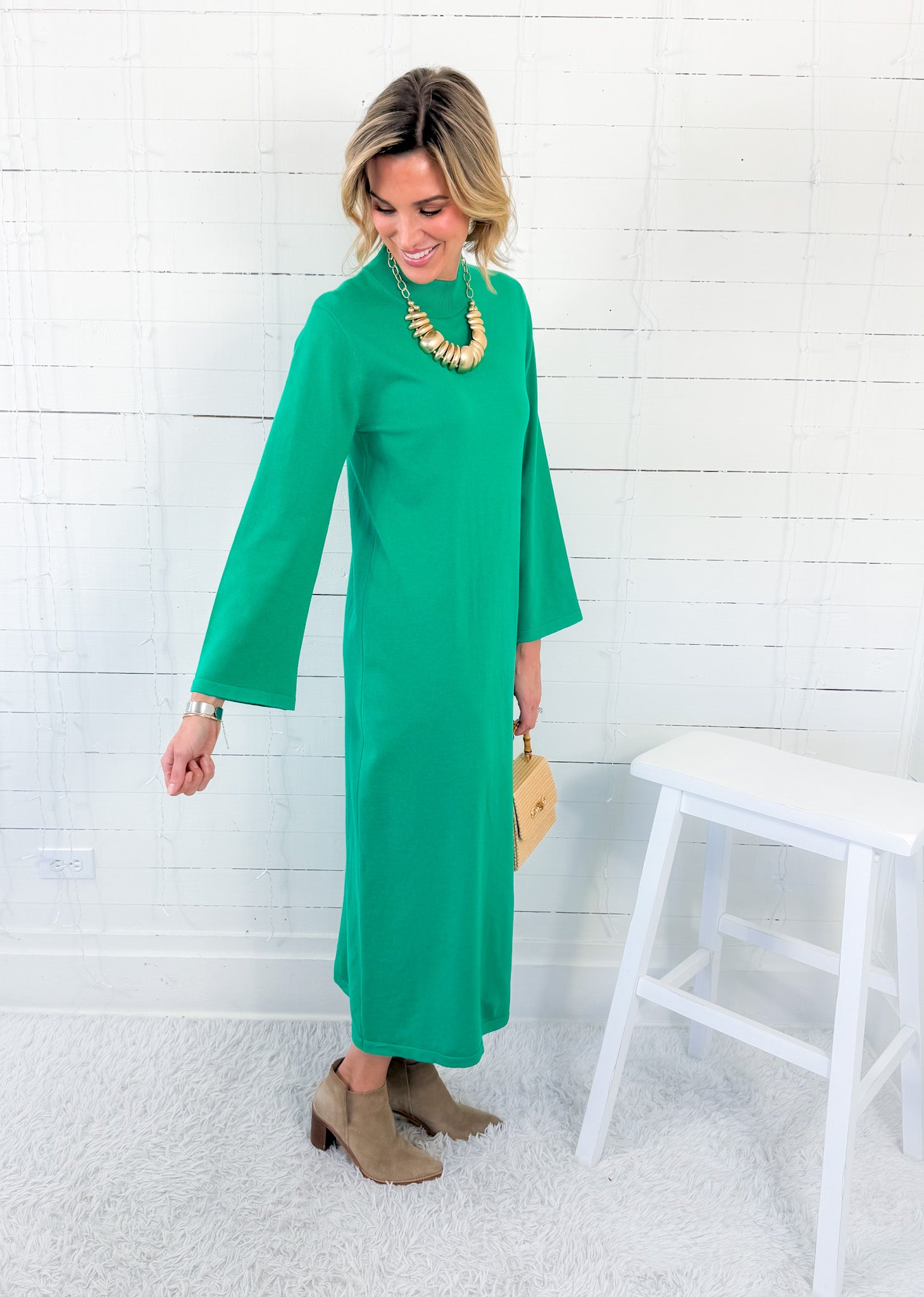 Anna Kelly Green Sweater Dress Entro 