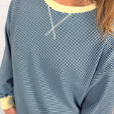 Anna Navy + Light Blue Stripe Sweater Le Lis