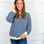 Anna Navy + Light Blue Stripe Sweater Le Lis