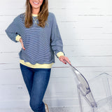 Anna Navy + Light Blue Stripe Sweater Le Lis
