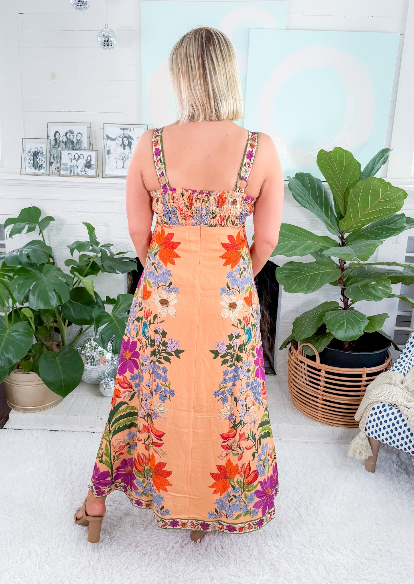 Annalisa Peach Tapestry Maxi Dress Elizabeth James the Label