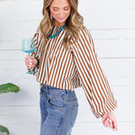Anne Marie Brown Stripe Bubble Top Karlie