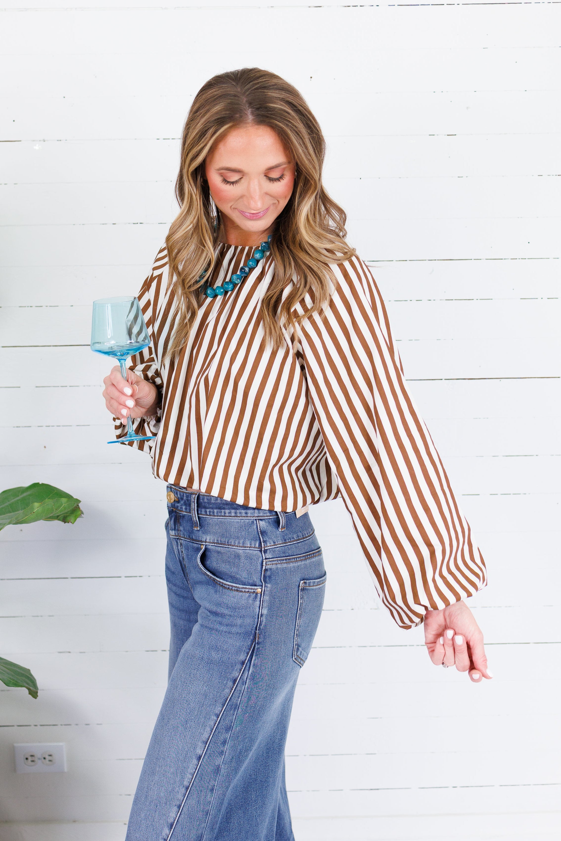 Anne Marie Brown Stripe Bubble Top Karlie