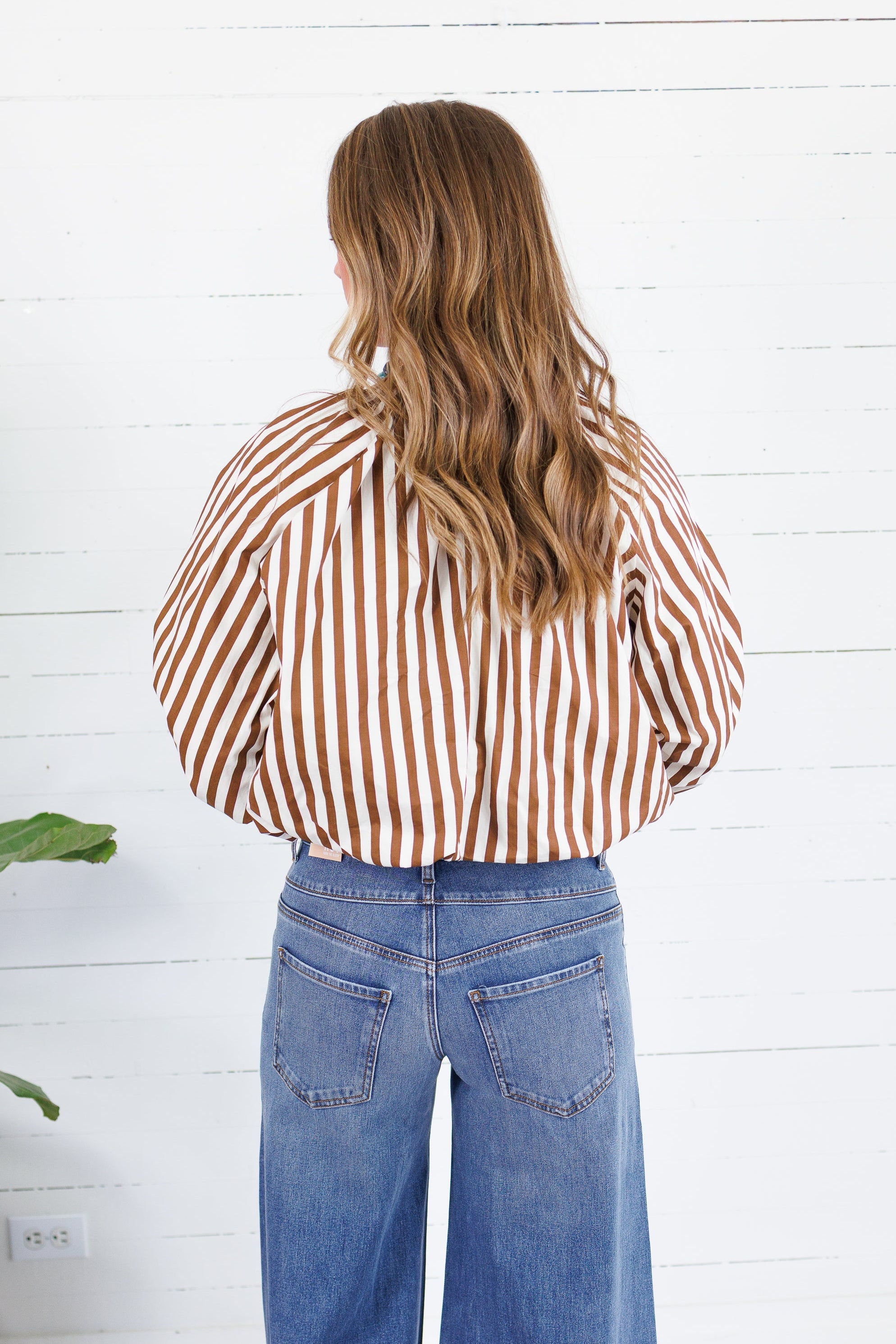 Anne Marie Brown Stripe Bubble Top Karlie