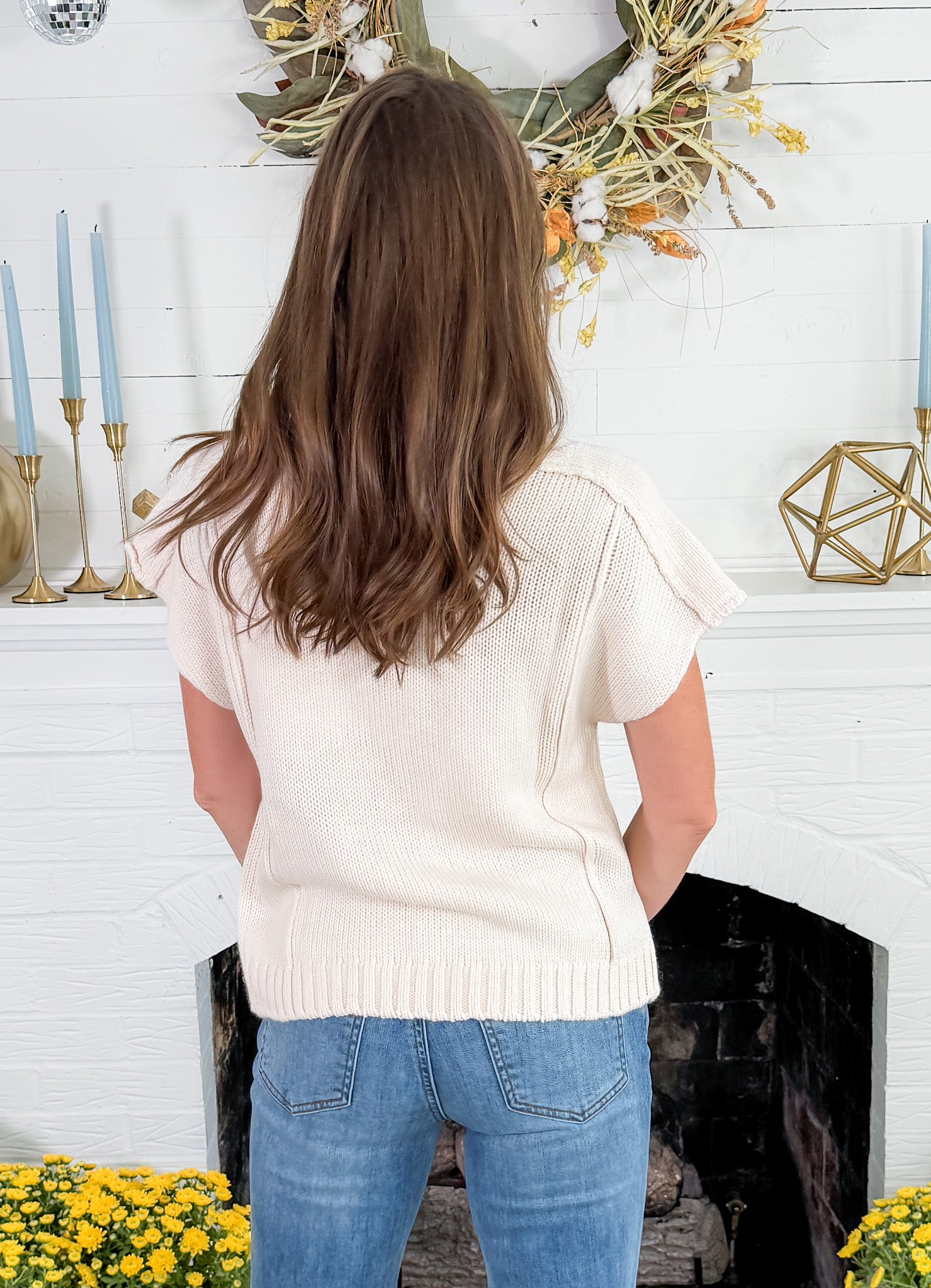 Appling Ivory Cap Sleeve Sweater Elan