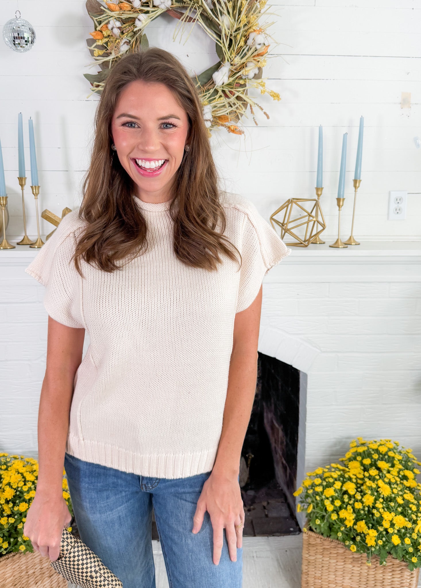 Appling Ivory Cap Sleeve Sweater Elan