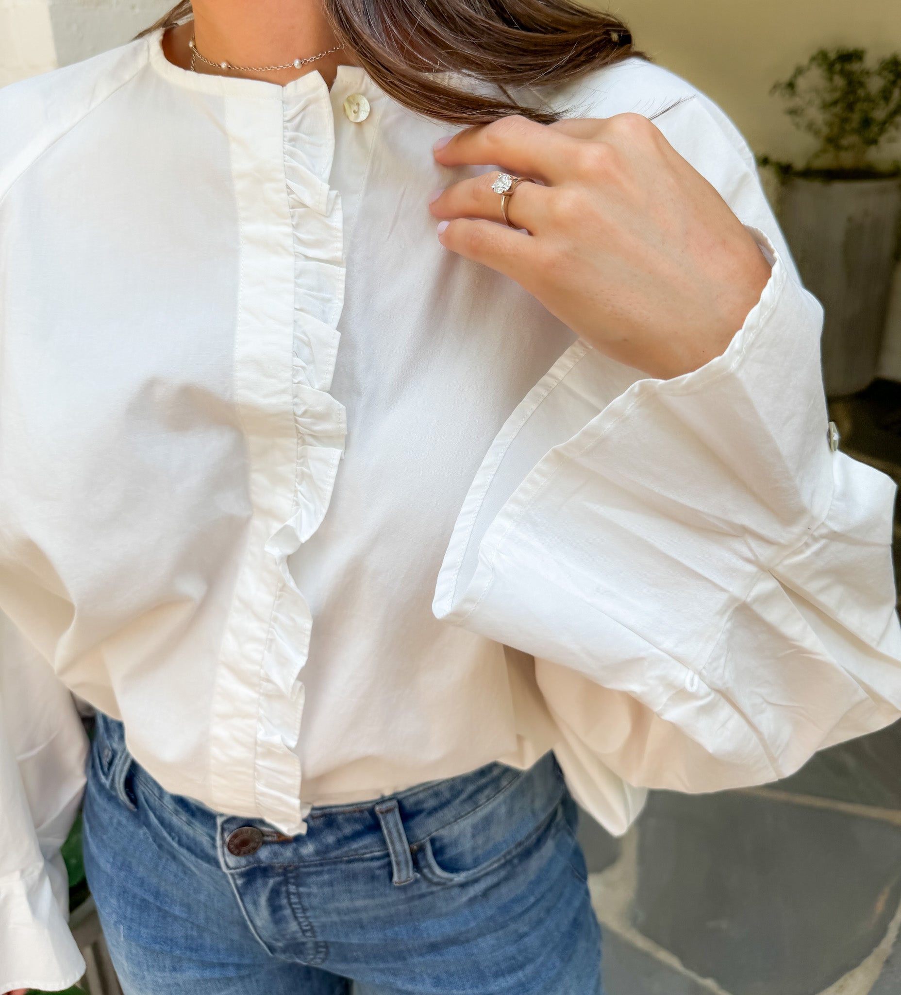 Aragon Creme Cotton Poplin Shirt FRNCH
