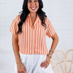 Arden Sunkissed Stripe Button Top Adrienne