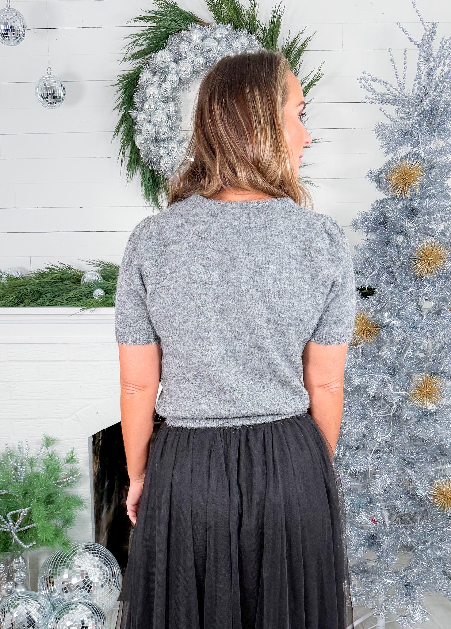 Ash Grey Crystal Bow Sweater Molly Bracken