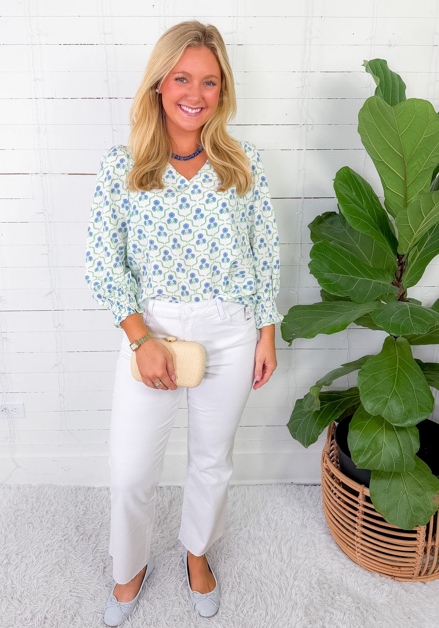 Ashley Sweetbriar Lattice Blue Top Mary Square