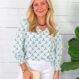 Ashley Sweetbriar Lattice Blue Top Mary Square