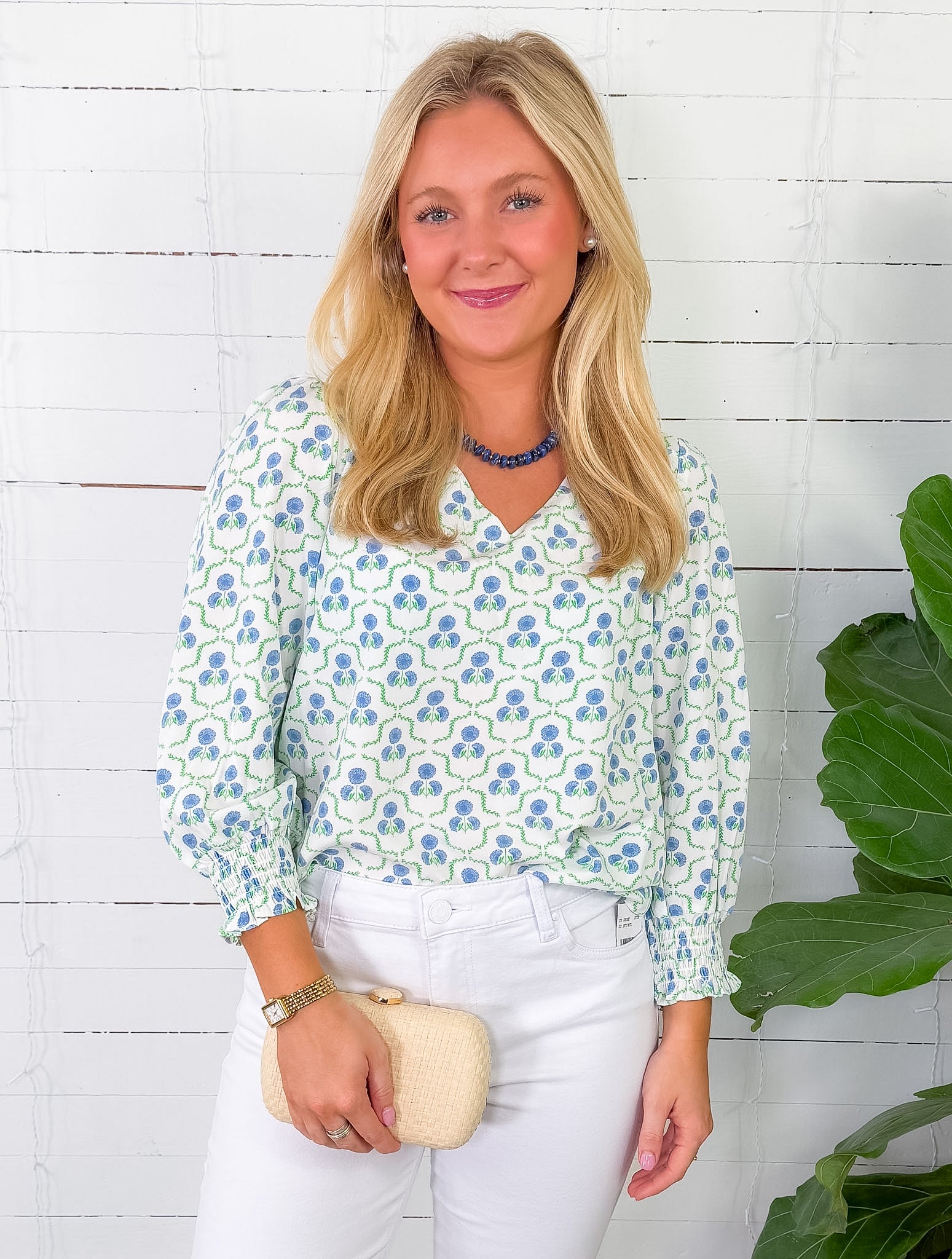 Ashley Sweetbriar Lattice Blue Top Mary Square