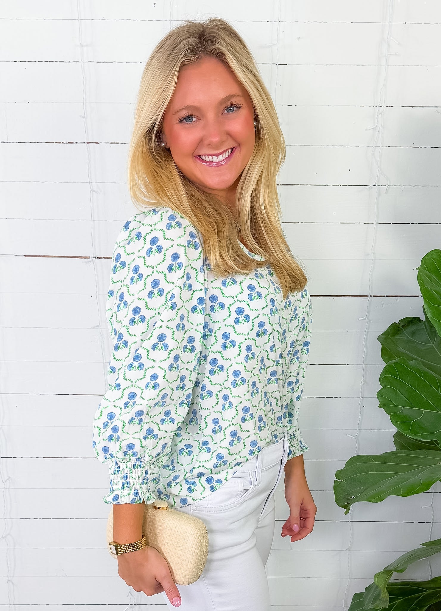 Ashley Sweetbriar Lattice Blue Top Mary Square