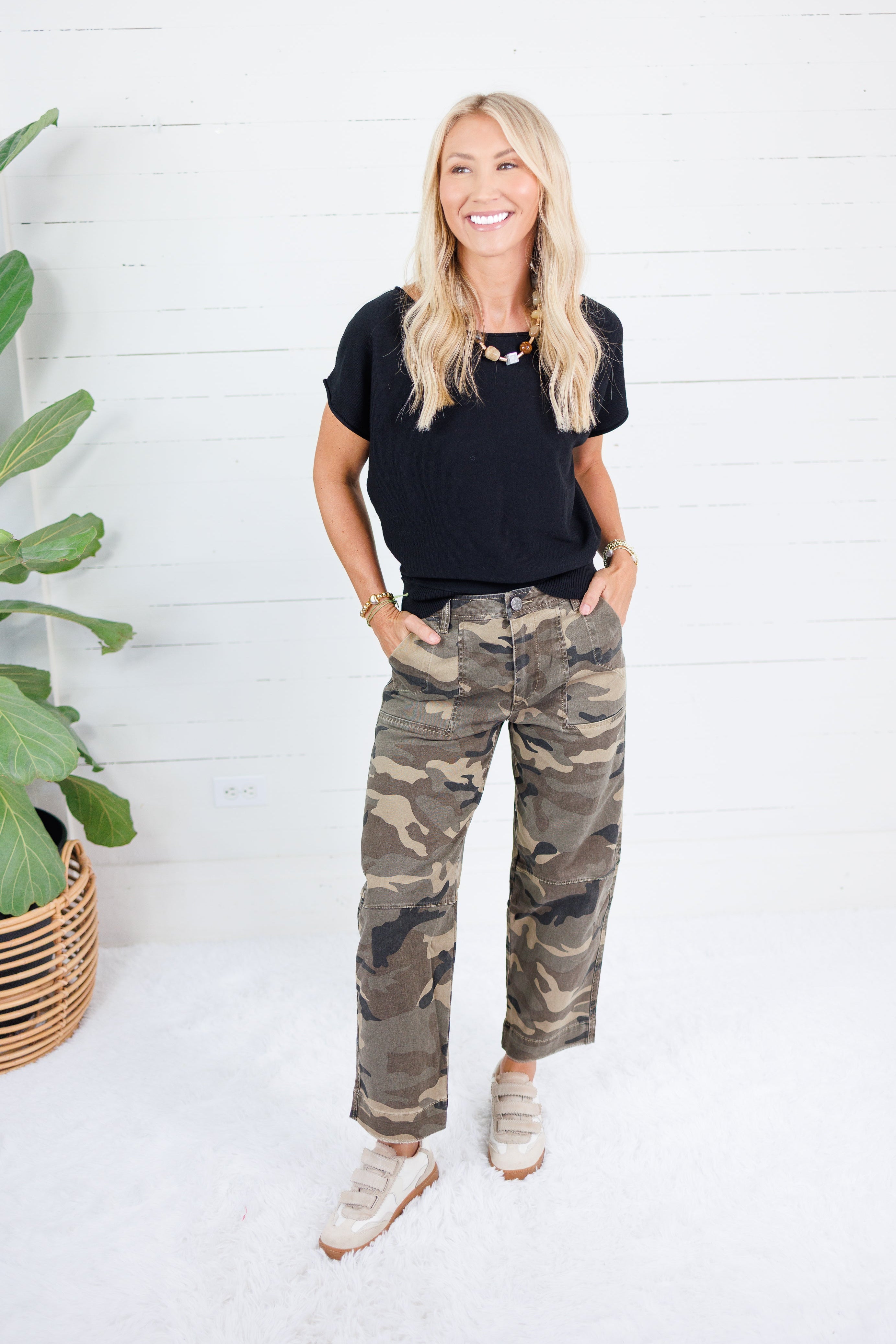 Ashton Camo Wide Leg Barrel Jean Kut
