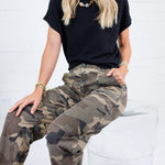 Ashton Camo Wide Leg Barrel Jean Kut