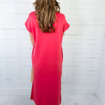 Athena Coral Scuba Shift Midi Dress Entro