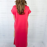 Athena Coral Scuba Shift Midi Dress Entro