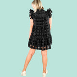 Aubrey Black Ruffle Shoulder Mini Dress Buddy Love