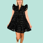 Aubrey Black Ruffle Shoulder Mini Dress Buddy Love