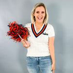 Auburn Cable V-Neck Sweater