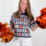 Auburn Navy Sequin Repeat Tee Stewart Simmons