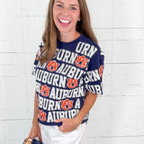 Auburn Navy Sequin Repeat Tee Stewart Simmons