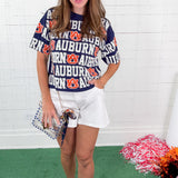 Auburn Navy Sequin Repeat Tee Stewart Simmons