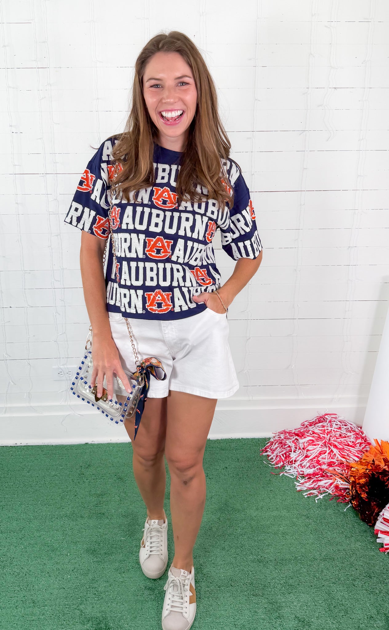 Auburn Navy Sequin Repeat Tee Stewart Simmons