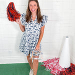 Auburn Team Toile Flutter Sleeve Mini Dress Stewart Simmons