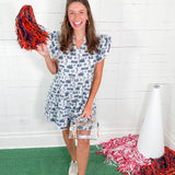 Auburn Team Toile Flutter Sleeve Mini Dress Stewart Simmons