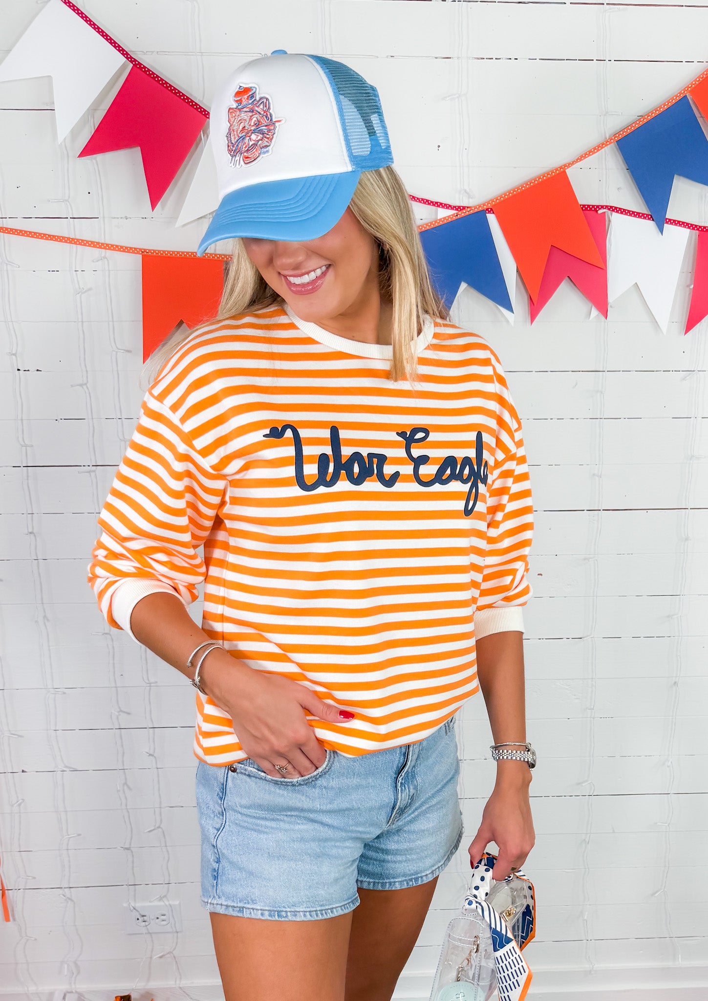 Auburn War Eagle Orange + White Hi-Dive Sweatshirt