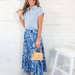 Audrey Blue Seersucker Plaid Camp Shirt