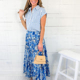 Audrey Blue Seersucker Plaid Camp Shirt