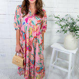 Augustine Pink Floral Maxi Dress Umgee