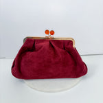 Aura Bordeaux Suede Clutch