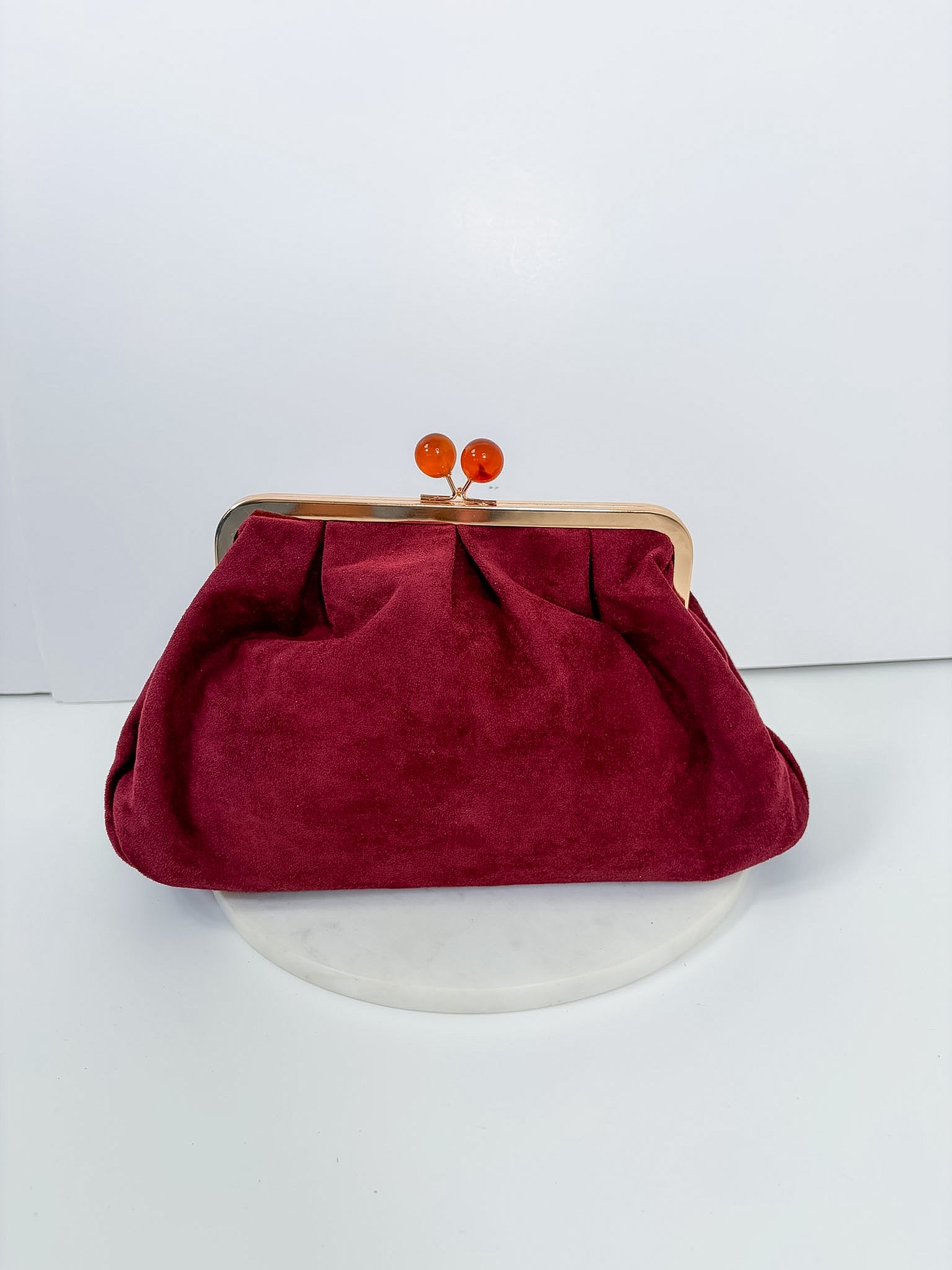 Aura Bordeaux Suede Clutch
