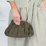 Aura Olive Suede Clutch