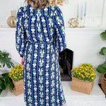 Ava Navy Ikat Stripe Dress Mary Square