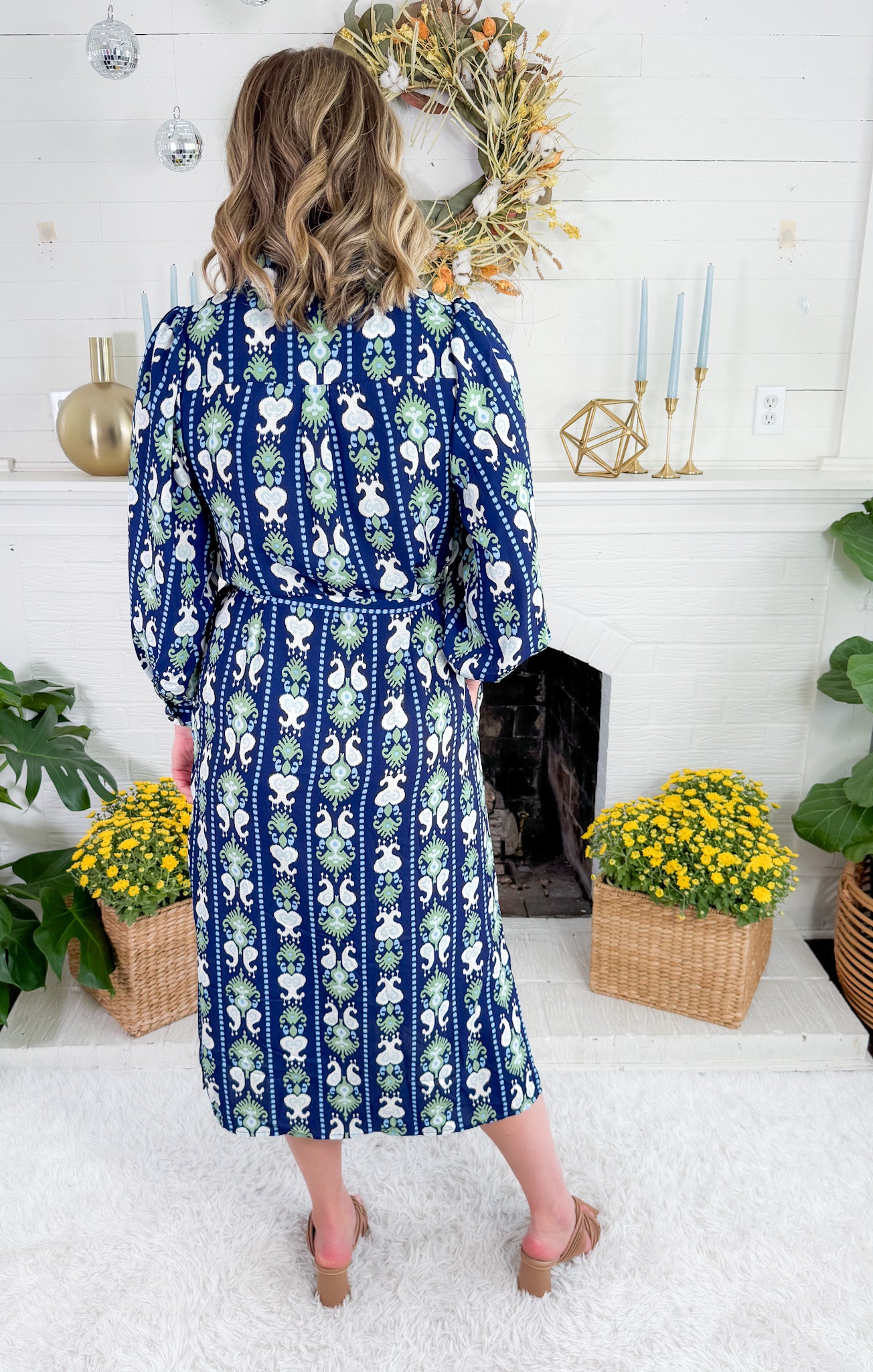 Ava Navy Ikat Stripe Dress Mary Square